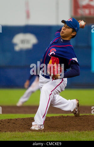 HAARLEM, NIEDERLANDE, 18.07.2012. Krug Chun Lin Kuo Team Chinese Taipei bei Haarlem Baseball Woche 2012. Stockfoto