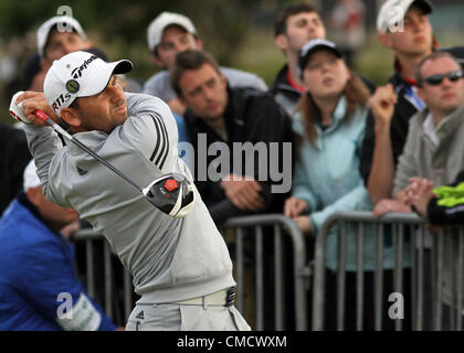 20.07.12 Lytham &amp; St. Annes, England. Spaniens Sergio Garcia in Aktion in der zweiten Runde der Open Golf Championship aus der Royal Lytham &amp; St. Annes Golfplatz in Lancashire Stockfoto