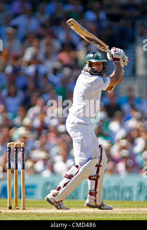 22.07.2012 London, England. Südafrikas Hashim Amla während der Investec Cricket Test Länderspiel zwischen England und Südafrika, spielte auf dem Kia Oval Cricket Ground: obligatorische Kredit: Mitchell Gunn Stockfoto