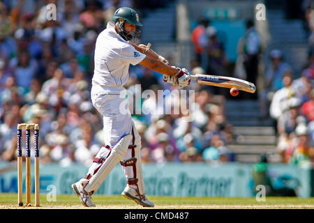 22.07.2012 London, England. Südafrikas Hashim Amla während der Investec Cricket Test Länderspiel zwischen England und Südafrika, spielte auf dem Kia Oval Cricket Ground: obligatorische Kredit: Mitchell Gunn Stockfoto