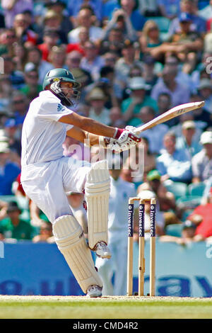 22.07.2012 London, England. Südafrikas Hashim Amla während der Investec Cricket Test Länderspiel zwischen England und Südafrika, spielte auf dem Kia Oval Cricket Ground: obligatorische Kredit: Mitchell Gunn Stockfoto