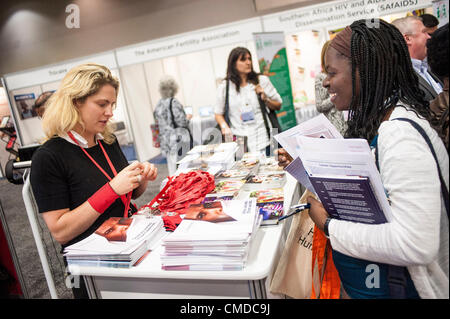 Der Global Fund-Stand auf der 2012 Internationale AIDS-Konferenz in Washington, D.C. am Montag. Stockfoto