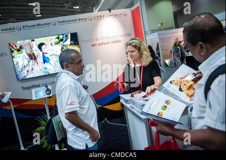 23. Juli 2012 - Washington, District Of Columbia, USA - The Global Fund-Stand auf der 2012 Internationale AIDS-Konferenz in Washington, D.C. am Montag. (Kredit-Bild: © Marovich/The Global Fund/ZUMAPRESS.com Pete) Stockfoto