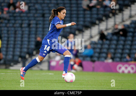 28.07.2012 Glasgow, Schottland. 14 Louisa Nécib in Aktion während der Olympischen Fußball-Frauen vorläufige Spiel zwischen Frankreich und Korea vom Hampden Park. Stockfoto