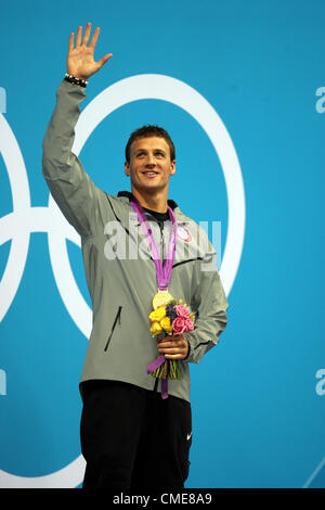 RYAN LOCHTE gewinnt GOLD USA STRATFORD LONDON ENGLAND 28. Juli 2012 Stockfoto