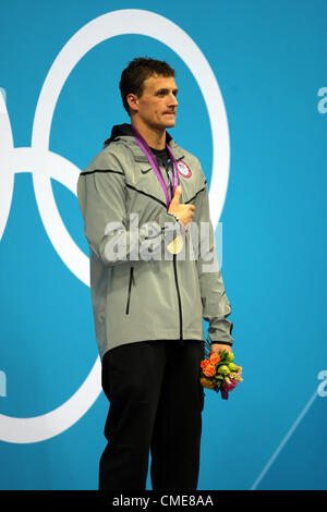 RYAN LOCHTE gewinnt GOLD USA STRATFORD LONDON ENGLAND 28. Juli 2012 Stockfoto