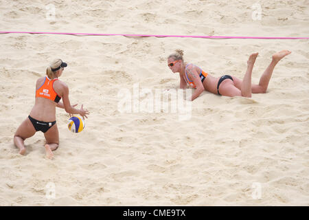 HOLLAND V Spanien WOMENS BEACH VOLLEYBALL HORSE GUARDS PARADE LONDON ENGLAND 29. Juli 2012 Stockfoto