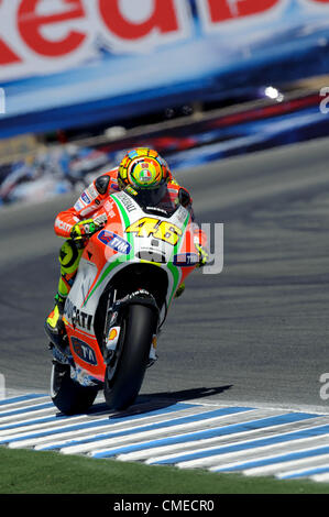 29. Juli 2012 - Monterey, Kalifornien, USA - Ducati Team Fahrer VALENTINO ROSSI von Italien (#46) während am Sonntag Red Bull U.S. Grand Prix. (Kredit-Bild: © Scott Beley/ZUMAPRESS.com) Stockfoto