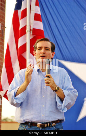 Kandidat Ted Cruz spricht zu einer Masse von etwa 1000 Anhänger bei einer Kampagne Veranstaltung im Town Creek Park in the Woodlands, Texas am 07/27/2012.Mr.Cruz läuft gegen Gouverneur von Texas Lt. David Dewhurst für einen US-Senat Sitz von Kay Bailey Hutchison geräumt. Stockfoto