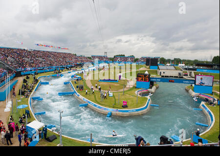 31.07.2012 Waltham Cross, England. Deutsch Sideris Tasiadis (GER) konkurriert in der einzigen Kanu (C1) Halbfinale während der Mens-Kanu-Slalom-Wettbewerb am 4. Tag der London 2012 Olympische Spiele an der Lee Valley White Water Centre. Stockfoto