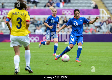 28.07.2012 Newcastle, England. Louisa Necib in Aktion während des Olympischen Fußball-Frauen vorläufige Spiel zwischen Frankreich und Columbia aus St James Park. Stockfoto