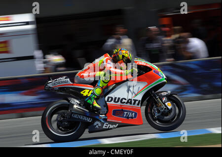 29. Juli 2012 - Monterey, Kalifornien, USA - Ducati Team Fahrer VALENTINO ROSSI von Italien (#46) während am Sonntag Red Bull U.S. Grand Prix. (Kredit-Bild: © Scott Beley/ZUMAPRESS.com) Stockfoto