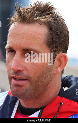 31.07.2012. Weymouth, England.  Mitglieder der britischen Sailing Team Olympische Spiele 2012 Ben Ainslie Team GBR Stockfoto