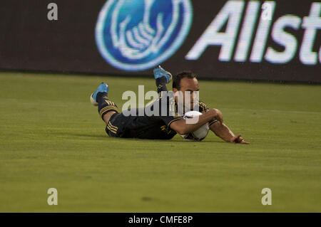 2. August 2012 untergeht - Carson, Kalifornien, USA - Landon Donovan, 10 von Los Angeles Galaxy während ihres Spiels in der World Football Challenge 2012 gegen Real Madrid am Donnerstag, 2. August 2012 im Home Depot Center in Carson, Kalifornien. Real Madrid gegen die LA Galaxy 5-0. (Kredit-Bild: © Javier Rojas/Prensa Internacional/ZUMAPRESS.com) Stockfoto