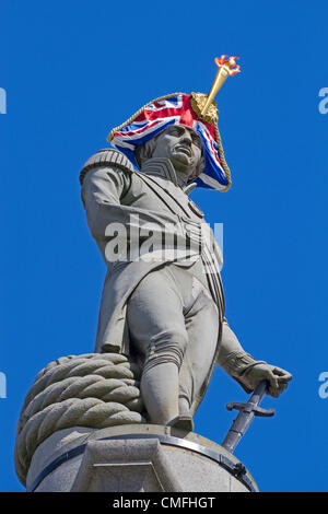 LONDON, TRAFALGAR SQUARE Freitag 3. August Nelson zeigt seine Unterstützung für Team GB auf die Olympischen Spiele 2012 in London Stockfoto