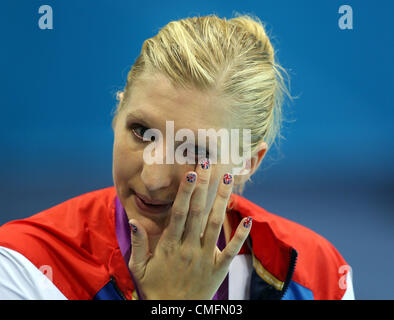 REBECCA ADLINGTON weint am CER Großbritannien STRATFORD LONDON ENGLAND 3. August 2012 Stockfoto