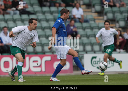 04.08.2012 Plymouth, England.  Peter Lovenkrands in Aktion während der Vorsaison Freundschaftsspiel zwischen Plymouth Argyle und Birmingham City spielte zu Hause Park. Stockfoto