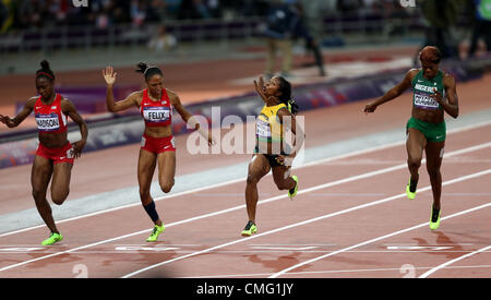 TIANNA MADISON, ALLYSON FELIX, SHELLY-ANN FRASER-PRYCE & SEGENSWÜNSCHE OKAGBARE Stockfoto