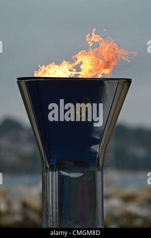 Olympische Flamme, London 2012 Olympische Flamme am Veranstaltungsort Segeln Stockfoto