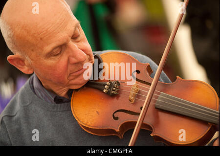 Dienstag, 7. August 2012 Traditional welsh Folk Musik National Eisteddfod of Wales. Diese jährliche Kulturfestival findet in diesem Jahr auf einem stillgelegten Flugplatz in Wellenplan, in der Vale of Glamorgan, am Stadtrand von Cardiff Foto © Keith Morris Stockfoto