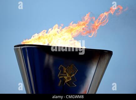 Olympische Flamme, London 2012 Olympische Flamme am Veranstaltungsort Segeln Stockfoto