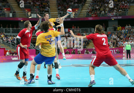 Dänemark V Schweden Olympia HANDBALL STRATFORD LONDON ENGLAND 8. August 2012 Stockfoto