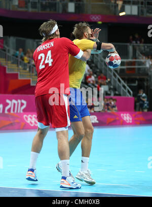 Dänemark V Schweden Olympia HANDBALL STRATFORD LONDON ENGLAND 8. August 2012 Stockfoto