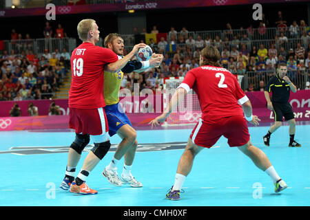 Dänemark V Schweden Olympia HANDBALL STRATFORD LONDON ENGLAND 8. August 2012 Stockfoto