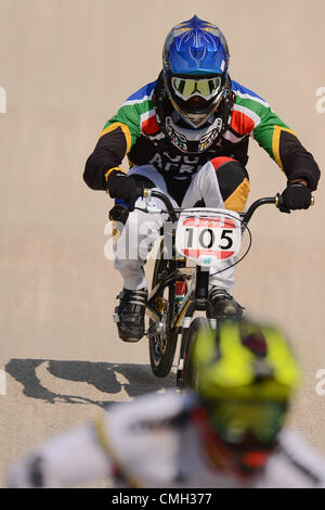 9. August 2012. LONDON, ENGLAND - 9 AUGUST Sifiso Nhlapo in Südafrika während der BMX Seeding Run auf der BMX-Bahn am 9. August 2012 in London, England-Foto von Roger Sedres / Gallo Images Credit: Roger Sedres / Alamy Live News Stockfoto