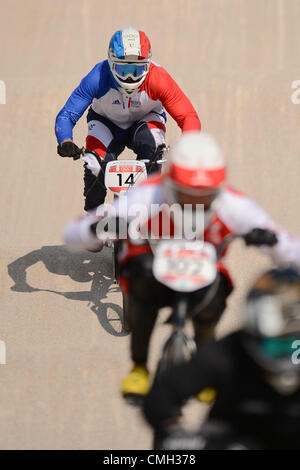 9. August 2012. LONDON, ENGLAND - 9 AUGUST, Quentin Caleyron von Frankreich während der BMX Seeding Run auf der BMX-Bahn am 9. August 2012 in London, England-Foto von Roger Sedres / Gallo Images Credit: Roger Sedres / Alamy Live News Stockfoto