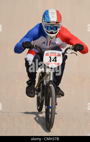 9. August 2012. LONDON, ENGLAND - 9 AUGUST, Quentin Caleyron von Frankreich während der BMX Seeding Run auf der BMX-Bahn am 9. August 2012 in London, England-Foto von Roger Sedres / Gallo Images Credit: Roger Sedres / Alamy Live News Stockfoto