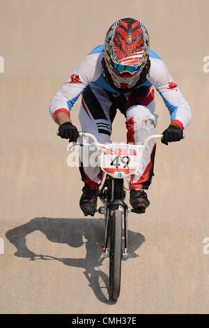 9. August 2012. LONDON, ENGLAND - 9 AUGUST, Tory Nyhaung von Kanada während der BMX Seeding Run auf der BMX-Bahn am 9. August 2012 in London, England-Foto von Roger Sedres / Gallo Images Credit: Roger Sedres / Alamy Live News Stockfoto