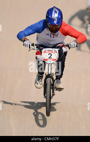 9. August 2012. LONDON, ENGLAND - 9 AUGUST, Joris Daudet von Frankreich während der BMX Seeding Run auf der BMX-Bahn am 9. August 2012 in London, England-Foto von Roger Sedres / Gallo Images Credit: Roger Sedres / Alamy Live News Stockfoto