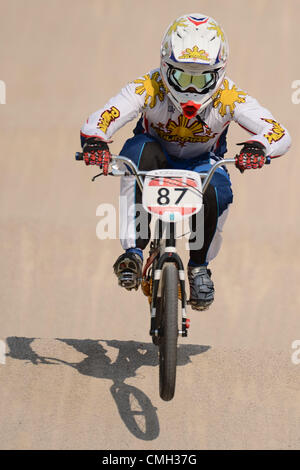 9. August 2012. LONDON, ENGLAND - 9 AUGUST, Daniel Caluag von den Philippinen während der BMX Seeding Run auf der BMX-Bahn am 9. August 2012 in London, England-Foto von Roger Sedres / Gallo Images Credit: Roger Sedres / Alamy Live News Stockfoto