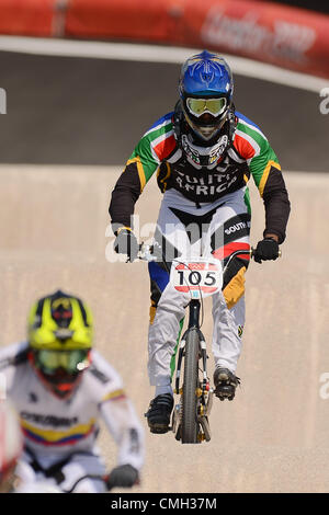 9. August 2012. LONDON, ENGLAND - 9 AUGUST Sifiso Nhlapo in Südafrika während der BMX Seeding Run auf der BMX-Bahn am 9. August 2012 in London, England-Foto von Roger Sedres / Gallo Images Credit: Roger Sedres / Alamy Live News Stockfoto