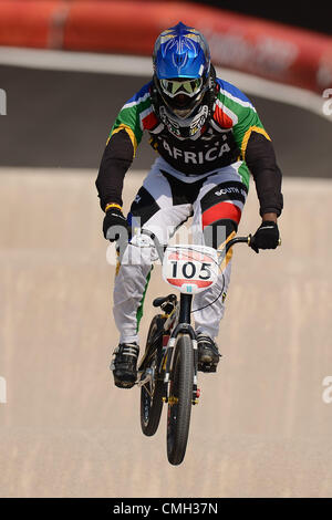 9. August 2012. LONDON, ENGLAND - 9 AUGUST Sifiso Nhlapo in Südafrika während der BMX Seeding Run auf der BMX-Bahn am 9. August 2012 in London, England-Foto von Roger Sedres / Gallo Images Credit: Roger Sedres / Alamy Live News Stockfoto