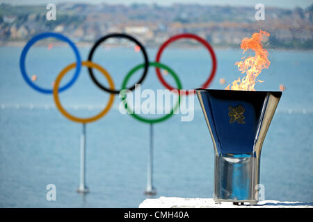 Olympische Flamme, London 2012 Olympische Flamme am Veranstaltungsort Segeln Stockfoto