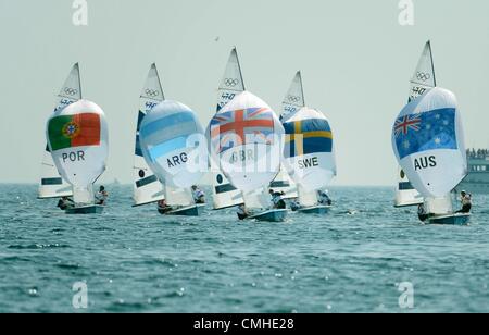 10. August 2012. Olympiade 2012 in London, Segeln bei Weymouth & Portland Veranstaltungsort, Dorset, England, UK.  10. August 2012 Männer 470 Medailrace Bild: DORSET MEDIA SERVICE Stockfoto