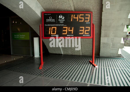 13. August 2012, London.  Eine Countdown-Uhr im Casa Brasil (Brasilien Haus) wo die nächsten Olympischen Spiele 2016 in Rio De Janeiro stattfinden wird Stockfoto