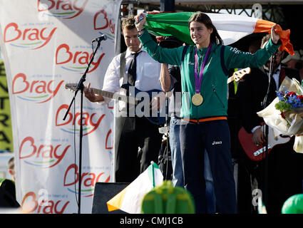 13. August 2012 - Katie Taylor Gold Olympiasieger im Leichtgewicht Boxen Frauen bei ihrer Heimkehr in Bray, Wicklow, Irland Dublin Stockfoto