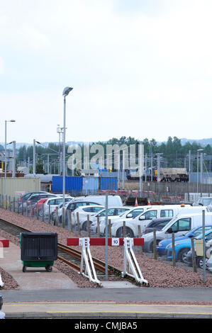 Glasgow, Schottland. Mittwoch, 15. August 2012. Arbeiter im Polmadie Wartung Depot für Virgin Züge in Glasgow unsicher sind, Weiterbeschäftigung als Jungfrau verlieren die West Coast mainline Franchise zu FirstGroup. Bahn-Gewerkschaften warnen, dass bis zu 500 Arbeitsplätze verloren gehen könnten. Stockfoto