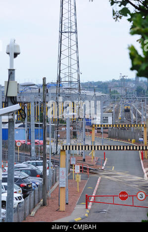 Glasgow, Schottland. Mittwoch, 15. August 2012. Arbeiter im Polmadie Wartung Depot für Virgin Züge in Glasgow unsicher sind, Weiterbeschäftigung als Jungfrau verlieren die West Coast mainline Franchise zu FirstGroup. Bahn-Gewerkschaften warnen, dass bis zu 500 Arbeitsplätze verloren gehen könnten. Stockfoto