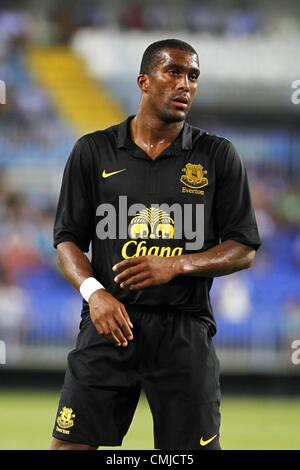 11.08.2012. Malaga, Spanien.  Sylvain Distin (Everton), Pre-Saison-Match "Trofeo Costa del Sol" zwischen Malaga und Everton, im Rosaleda Stadium, Malaga, Spanien, 11. August 2012. Stockfoto