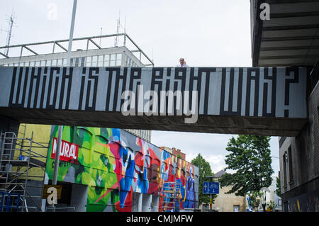 "Bristol, UK. Freitag, 17. August 2012. "See No Evil" street Art Event in Nelson Street, Bristol." Stockfoto