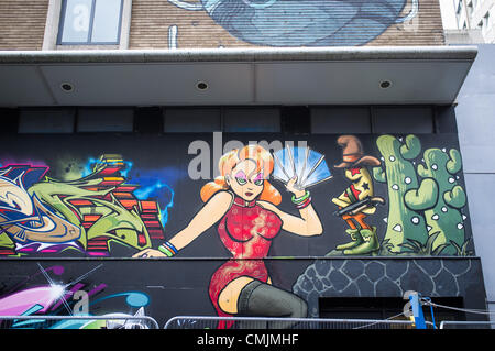 "Bristol, UK. Freitag, 17. August 2012. "See No Evil" street Art Event in Nelson Street, Bristol." Stockfoto