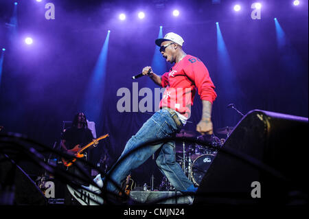 16. August 2012 - Toronto, Ontario, Canada - US-amerikanischer Rapper, Singer-Songwriter und Aufzeichnung Produzent B.O.B (BOBBY RAY SIMMONS JR.) führt auf der Bühne im Molson Amphitheatre auf KiSS 92,5 Wham Bam in Toronto (Credit-Bild: © Igor Vidyashev/ZUMAPRESS.com) Stockfoto