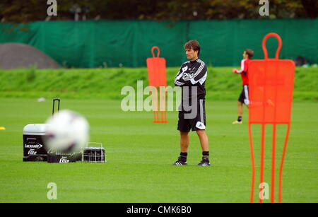 Im Bild: Manager Michael Laudrup. Dienstag, 21. August 2012 Re: Barclays Premier League Seite Swansea City Football Club Training bei Llandarcy, South Wales, UK. Stockfoto