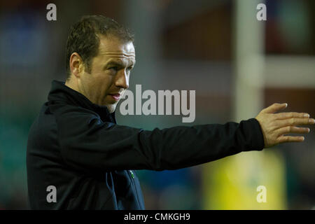 Leicester, UK. 2. November 2013. Leicester Tigers Trainer Geordan Murphy vor der Aviva Premiership-match zwischen Leicester Tigers und Harlekine gespielt an der Welford Road, Leicester auf Samstag, 2. November 2013. Bildnachweis: Graham Wilson / Pipeline-Bilder / Alamy Live News Stockfoto