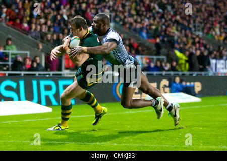 St Helens, Großbritannien. 2. November 2013. Josh Morris (Australien &amp; Canterbury Bulldogs) während der Rugby League World Cup-Gruppe ein Spiel zwischen Australien und Fidschi vom Langtree Park Stadion entfernt. Bildnachweis: Aktion Plus Sport/Alamy Live-Nachrichten Stockfoto