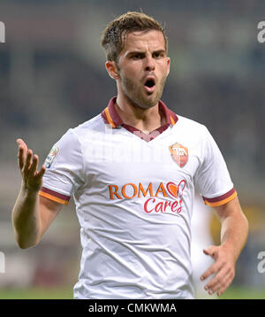 Turin, Italien. 3. November 2013. Pjanic von Rom in der Serie A Spiel zwischen Turin und Roma im Stadio Olimpico am 3. November 2013 in Turin, Italy.Photo: Filippo Alfero/NurPhoto Credit: Filippo Alfero/NurPhoto/ZUMAPRESS.com/Alamy Live News Stockfoto